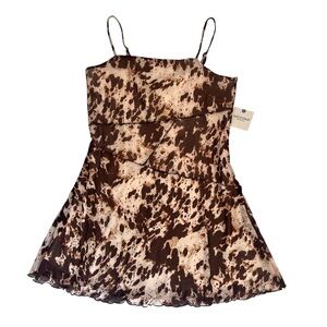 Vintage NWT Y2K Arizona Brand Brown Cow Print Sundress Size Large